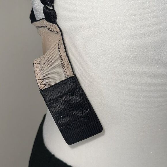 LILY OF FRANCE 36C Black Beige Unlined Lace Mesh Underwire Bra - Picture 8 of 11